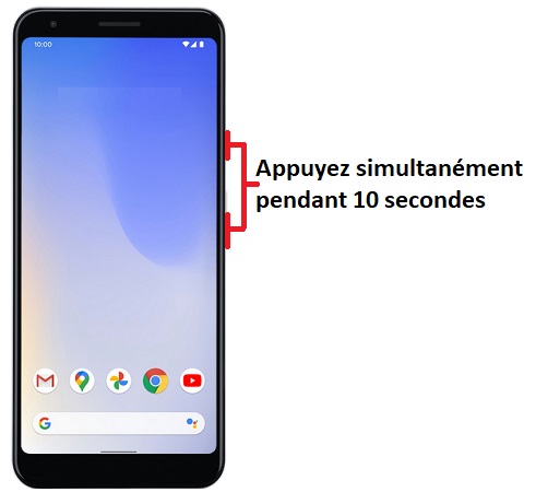 Forcer l'arrêt si le Google Pixel 3a est bloqué