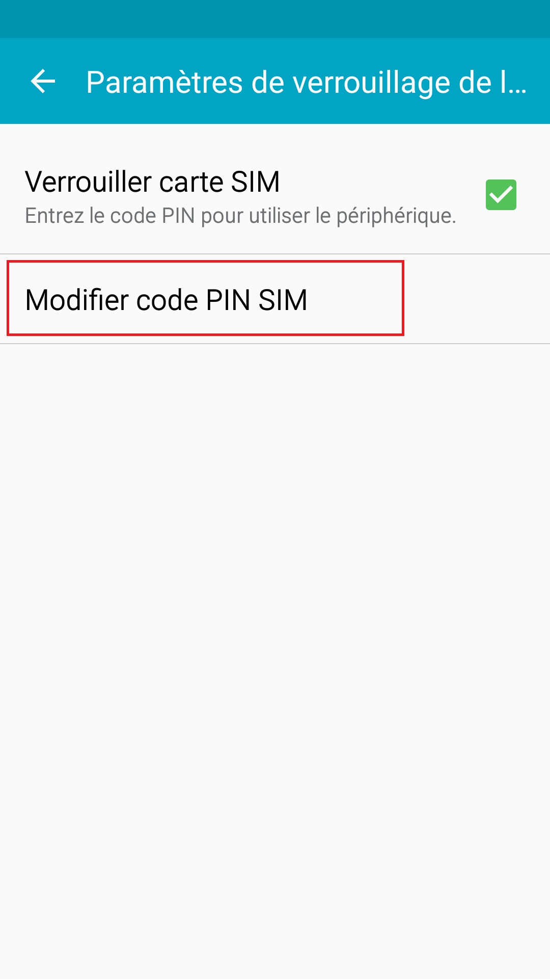 Changer le code PIN sur le Samsung A5