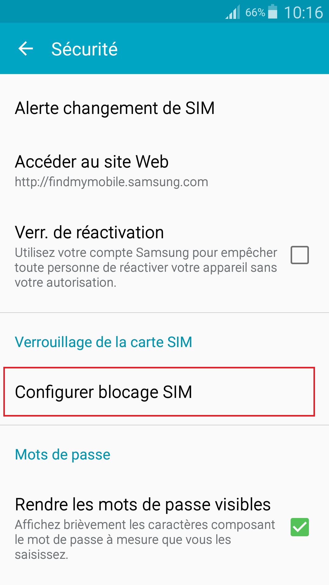 Changer le code PIN sur le Samsung A5