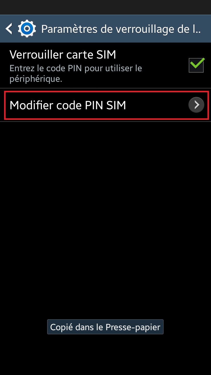Changer le code PIN sur le Samsung Note 2