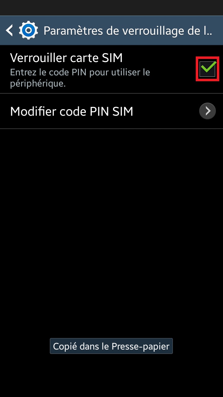 Changer le code PIN sur le Samsung Note 2