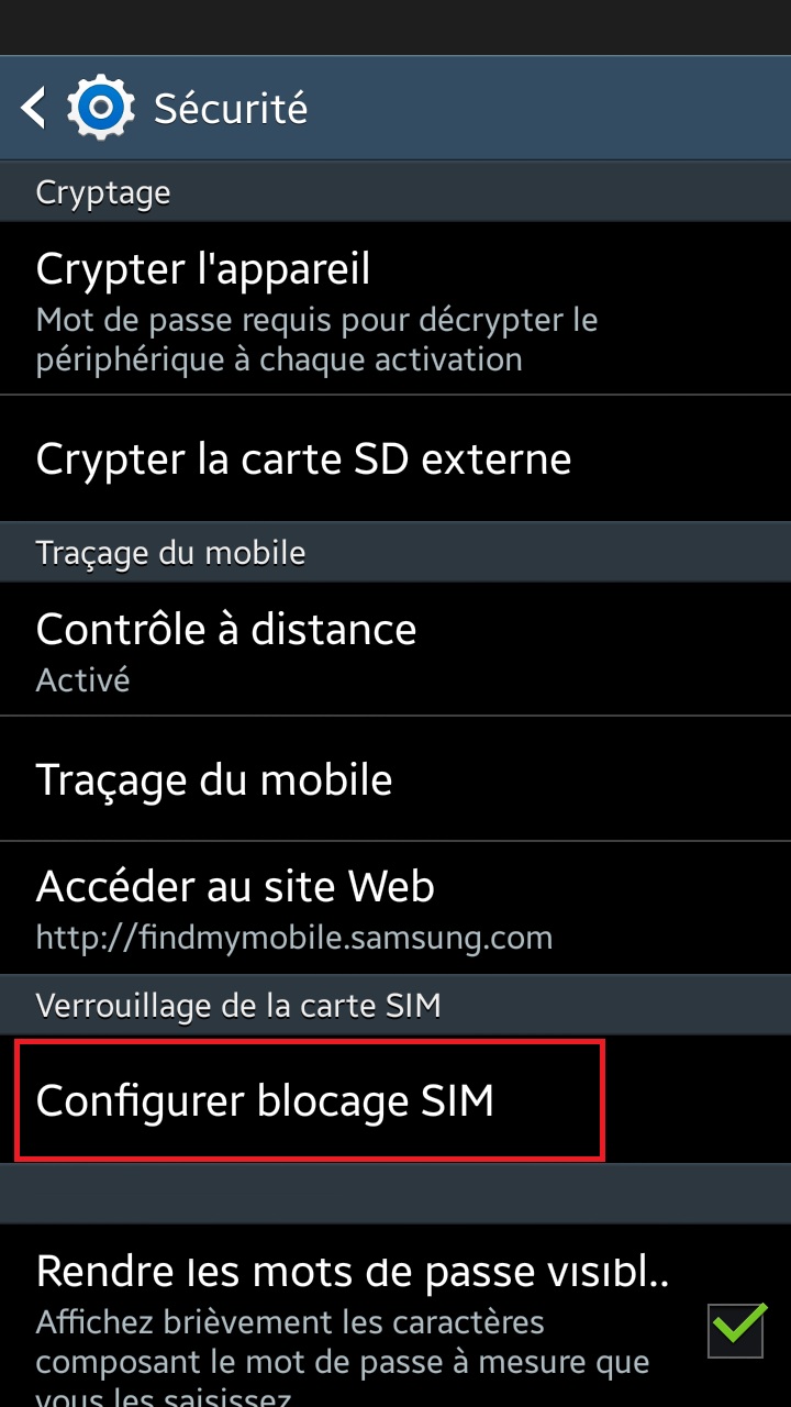 Changer le code PIN sur le Samsung Note 2