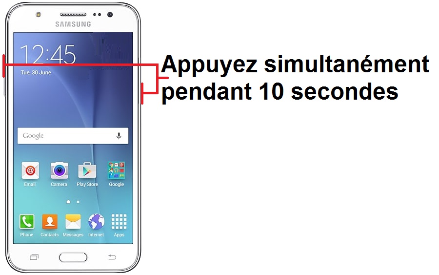 Forcer l'arrêt si le Samsung J5 est bloqué