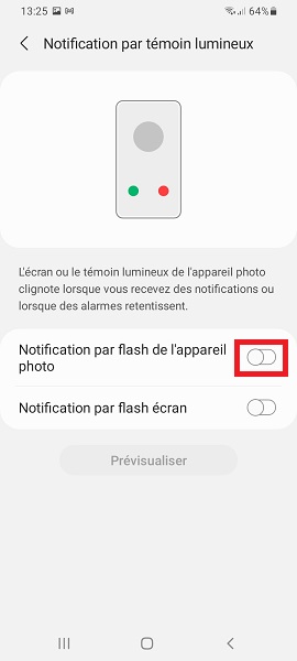 Activer le flash de l’appareil photo pour les notifications