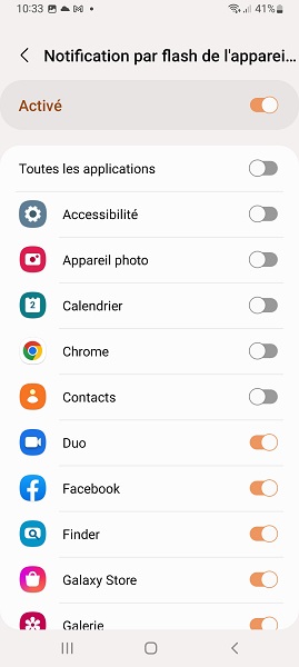 Activer le flash de l’appareil photo pour les notifications