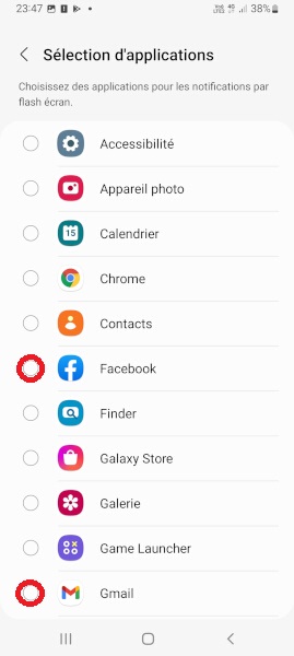 Activer le flash écran