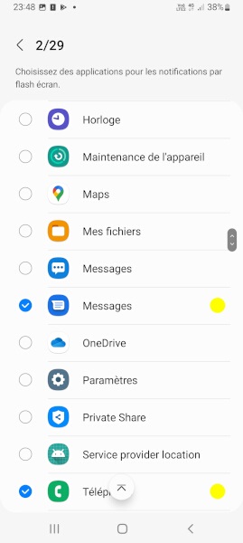 Activer le flash écran