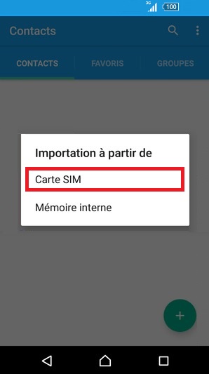 Importer depuis une carte SIM