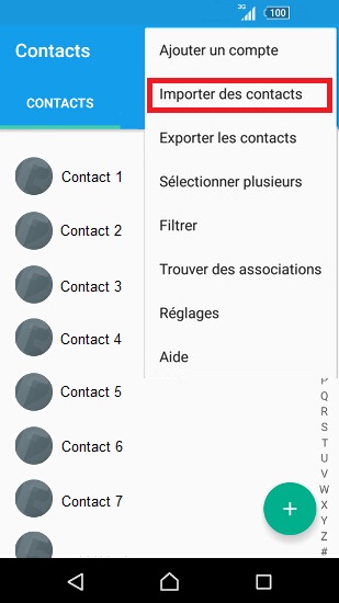 Importer depuis une carte SIM
