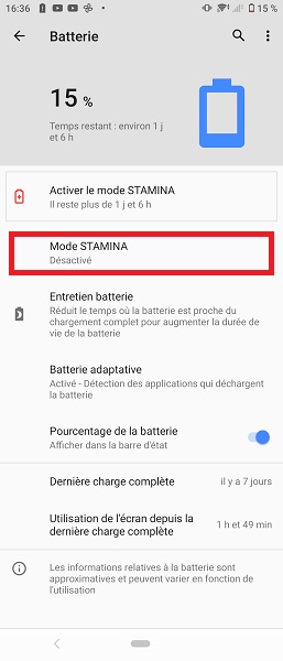 Activer le mode STAMINA