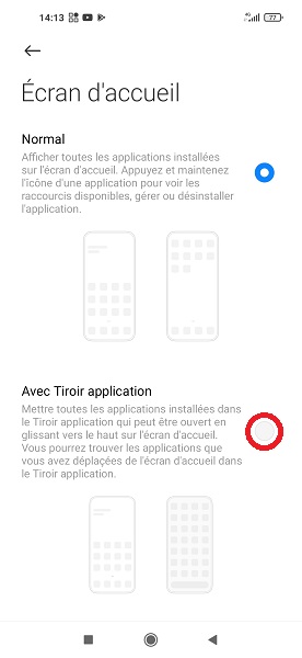 Activer le tiroir d'applications sur Xiaomi
