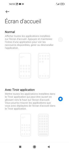 Activer le tiroir d'applications sur Xiaomi