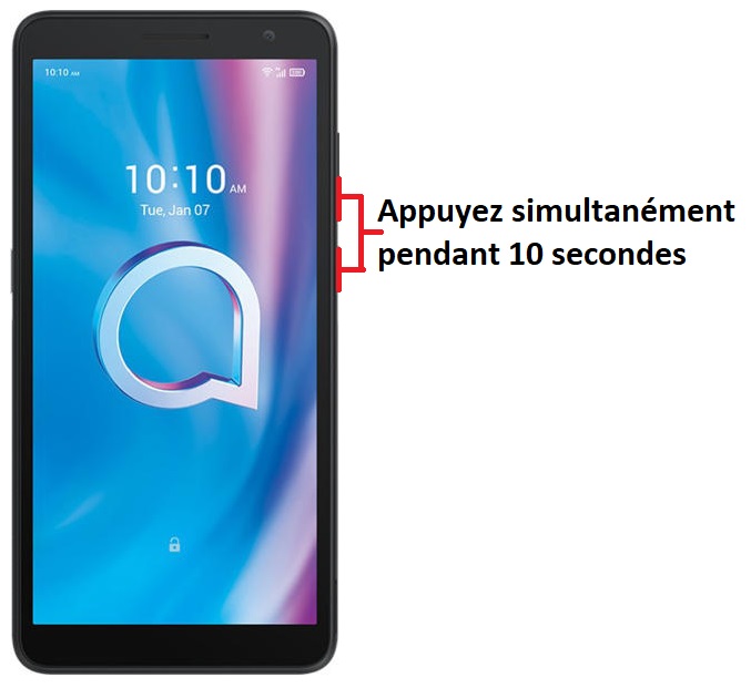Forcer l'arrêt si le Alcatel 1B 2020 est bloqué