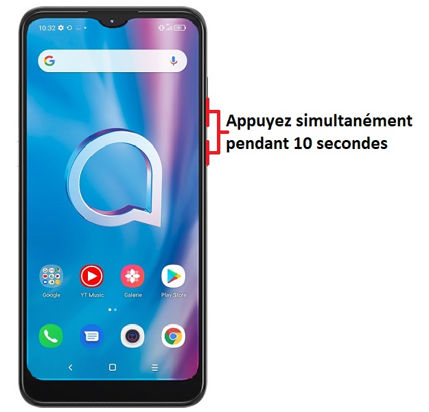 Forcer l'arrêt si le Alcatel 1V 2020 est bloqué