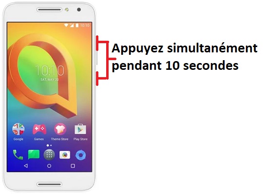 Forcer l'arrêt si le Alcatel A3 est bloqué