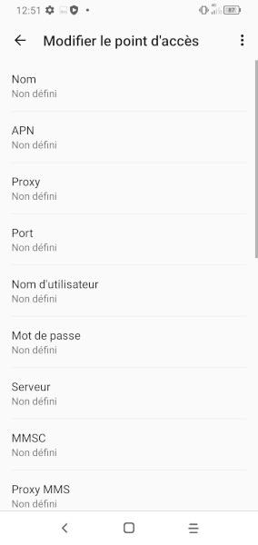 Paramétrage APN MMS manuelle