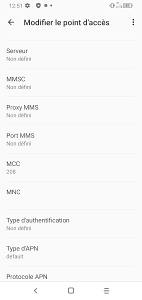 Paramétrage APN MMS manuelle