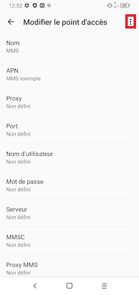 Paramétrage APN MMS manuelle
