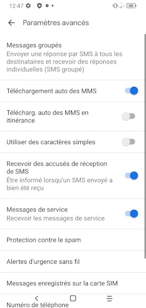 Activer les accusés de réception SMS