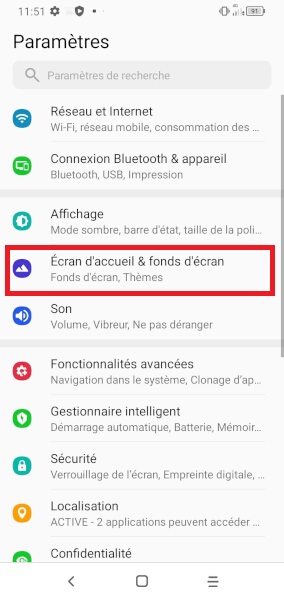 Changer le fond d’écran