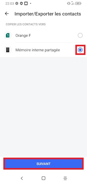 Exporter vos contacts en fichier .VCF