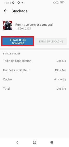 Supprimer les données d’une application