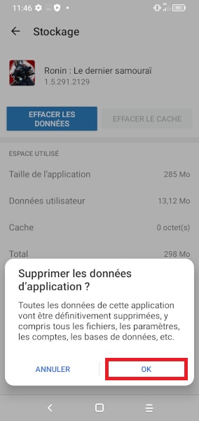 Supprimer les données d’une application