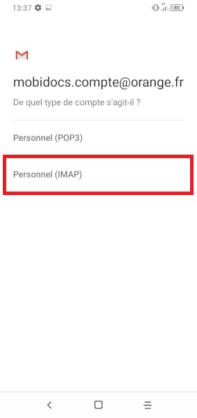 Configuration manuelle d’un compte e-mail