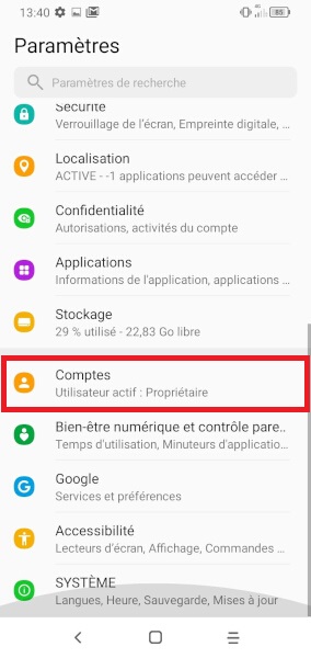 Supprimer un compte e-mail