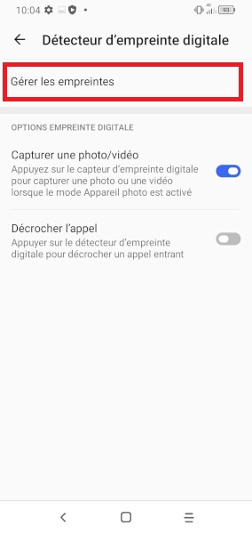 Configurer une empreinte digitale