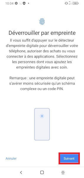 Configurer une empreinte digitale
