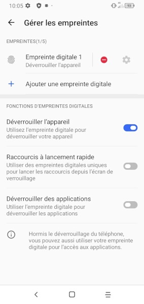Configurer une empreinte digitale