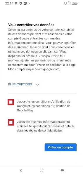 Créer un compte Google