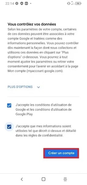 Créer un compte Google