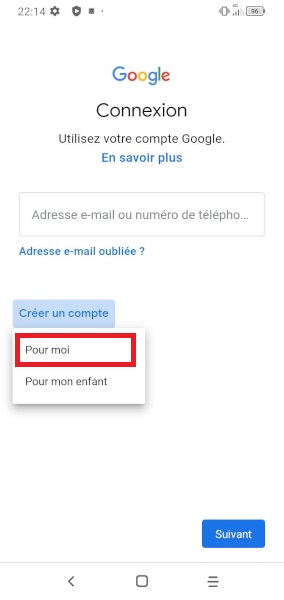 Créer un compte Google