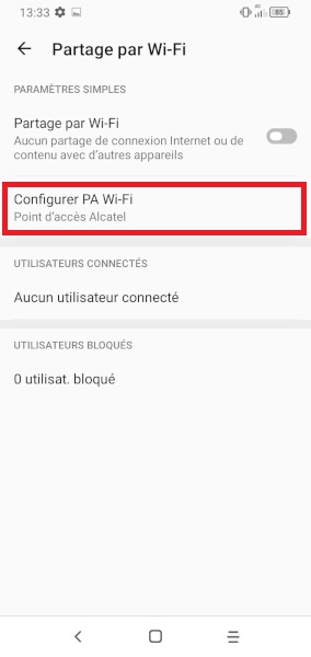 Partage de la connexion internet