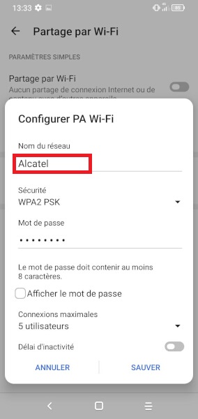 Partage de la connexion internet
