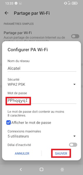 Partage de la connexion internet