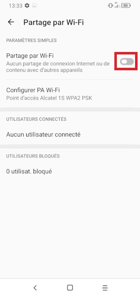 Partage de la connexion internet