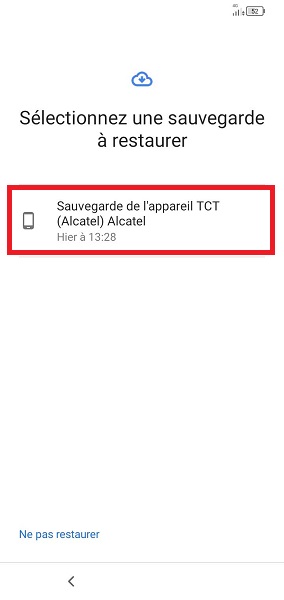 Restaurer les données sur votre Alcatel