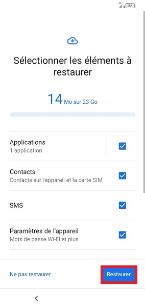 Restaurer les données sur votre Alcatel