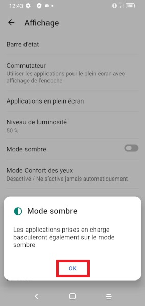 Activer le mode sombre.