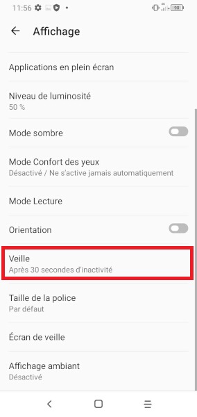 Modifier le délai de mise en veille.