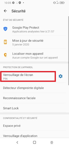 Supprimer le verrouillage de l’écran