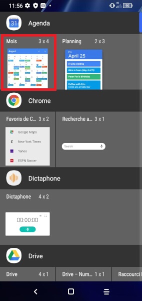 Ajouter un widget à l’écran d’accueil