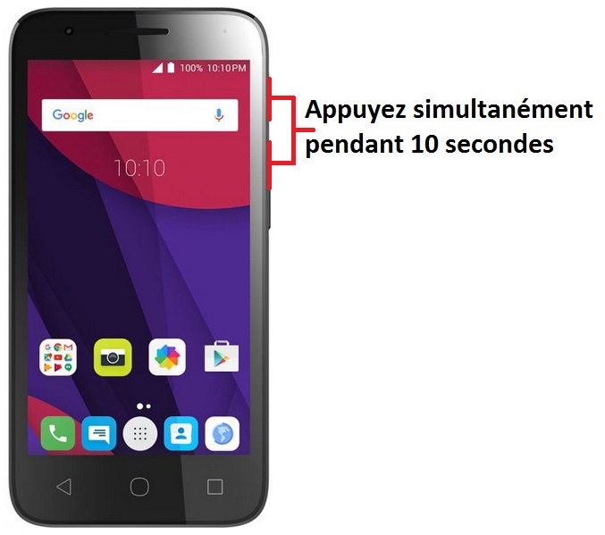 Forcer l'arrêt si le Alcatel Pixi 4 est bloqué