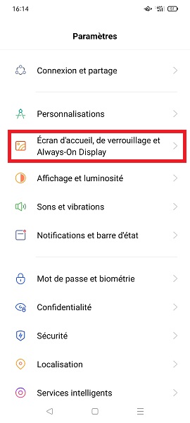 Activer Always On Display sur OPPO