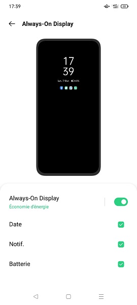 Activer Always On Display sur OPPO