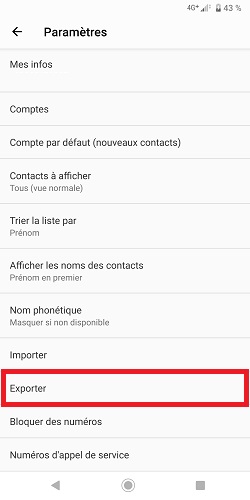 Exporter ses contacts au format VCF (Android)