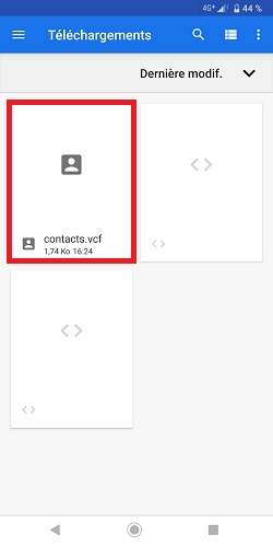 Sauvegarder le fichier VCF sur PC ou dans le cloud